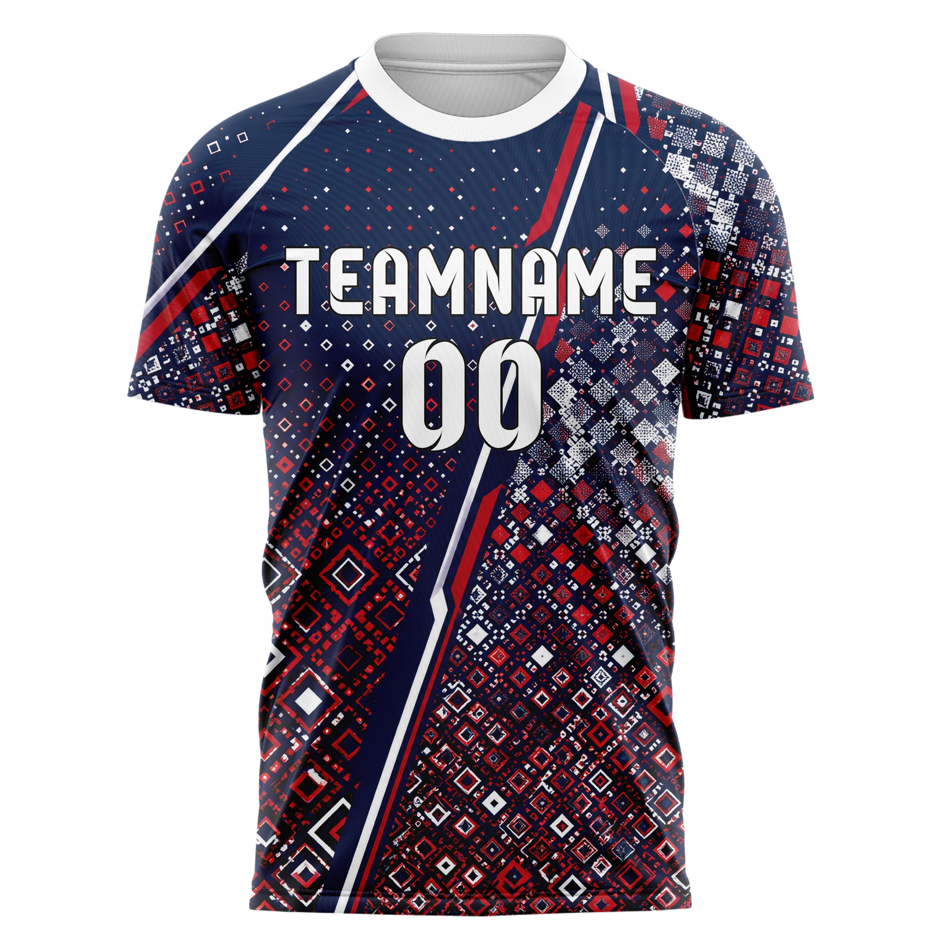 Marineblau klassisches Rauten dichter Verlauf von unten Design 01-0239 individuelles Fußballtrikot front