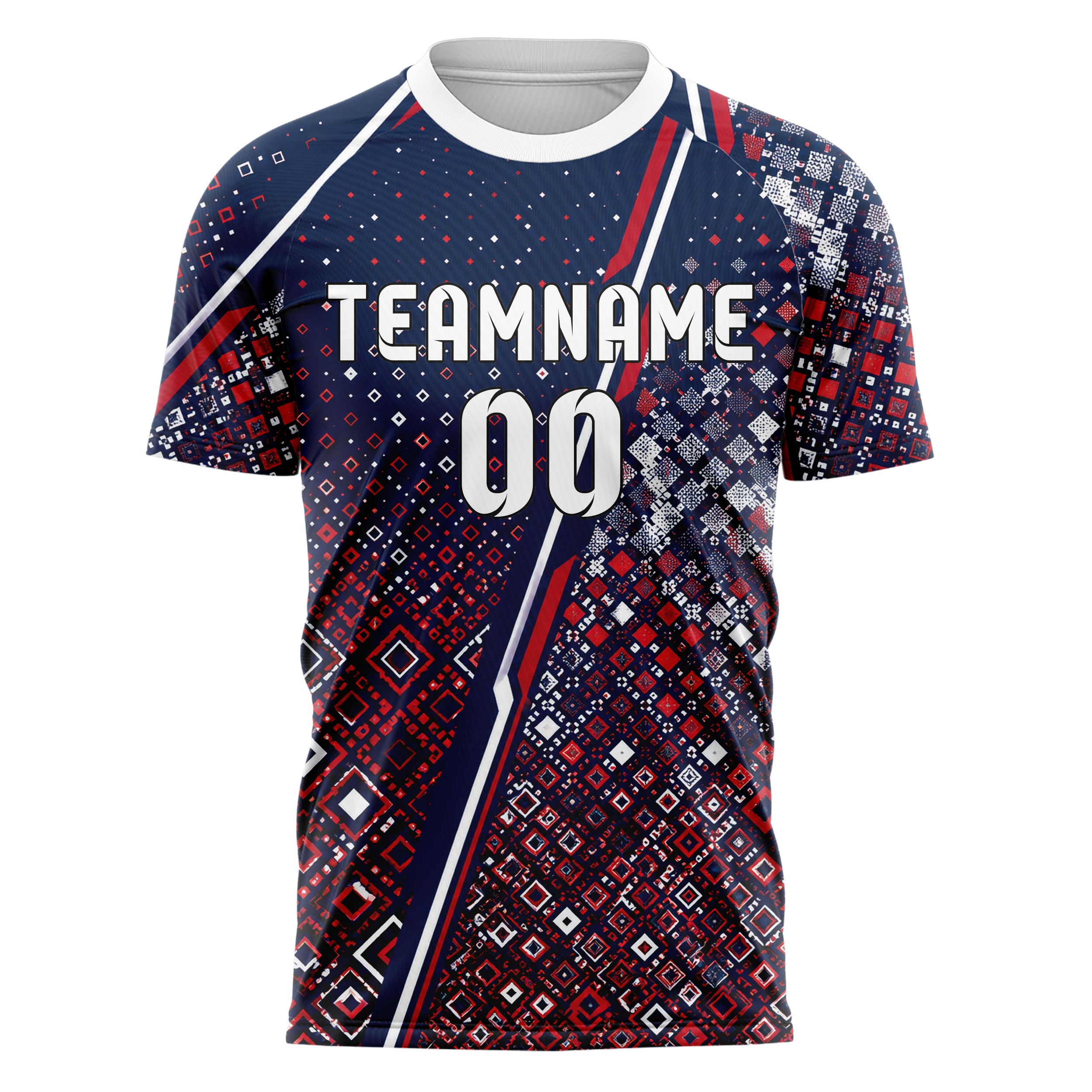 Marineblau klassisches Rauten dichter Verlauf von unten Design 01-0239 individuelles Fußballtrikot front
