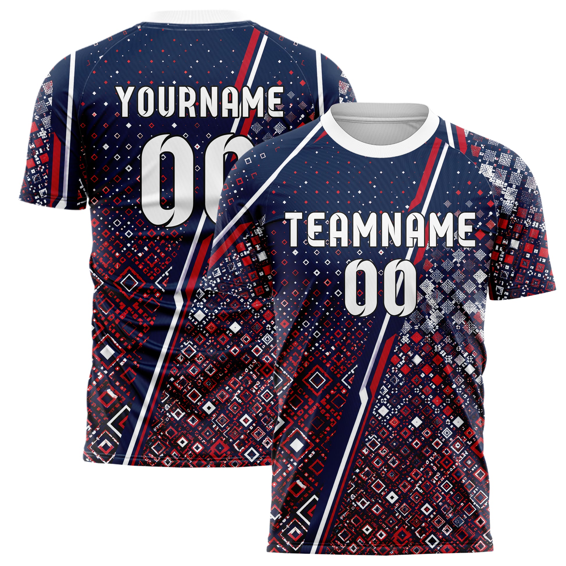 Marineblau klassisches Rauten dichter Verlauf von unten Design 01-0239 individuelles Fußballtrikot main