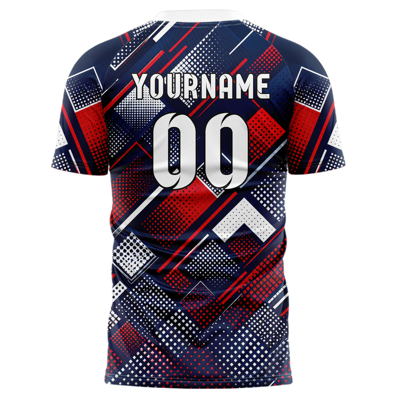 Marineblau klassisches Rauten dichter Verlauf von unten Design 01-0359 individuelles Fußballtrikot back