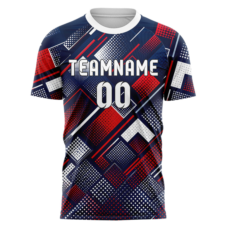 Marineblau klassisches Rauten dichter Verlauf von unten Design 01-0359 individuelles Fußballtrikot front