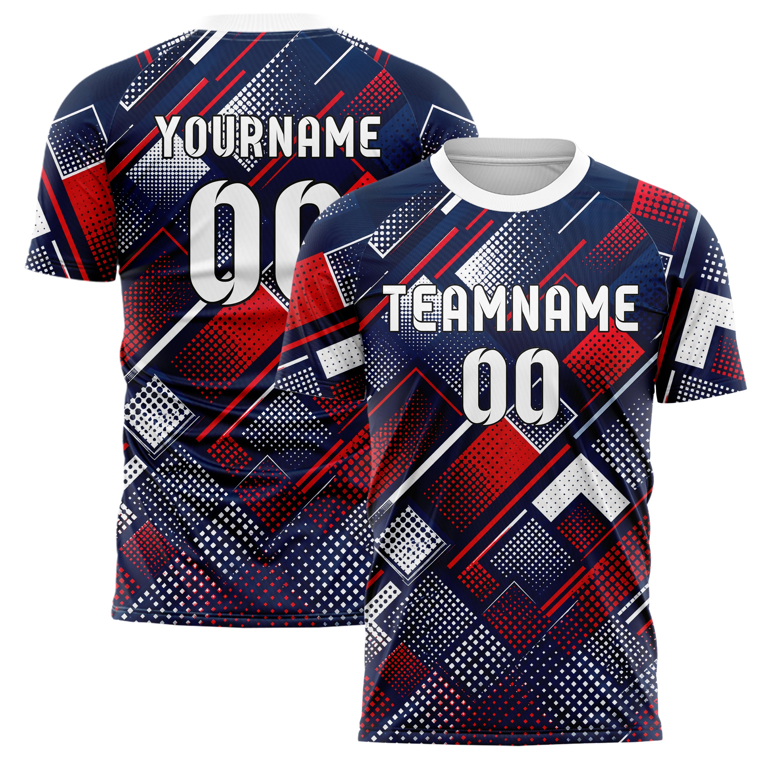 Marineblau klassisches Rauten dichter Verlauf von unten Design 01-0359 individuelles Fußballtrikot main
