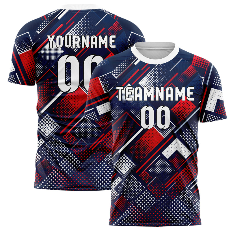 Marineblau klassisches Rauten dichter Verlauf von unten Design 01-0359 individuelles Fußballtrikot main
