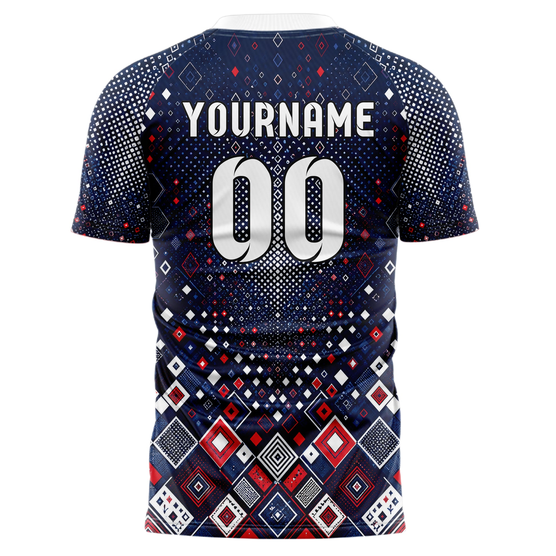 Marineblau klassisches Rauten radialer Center Fade Design 01-0185 individuelles Fußballtrikot back