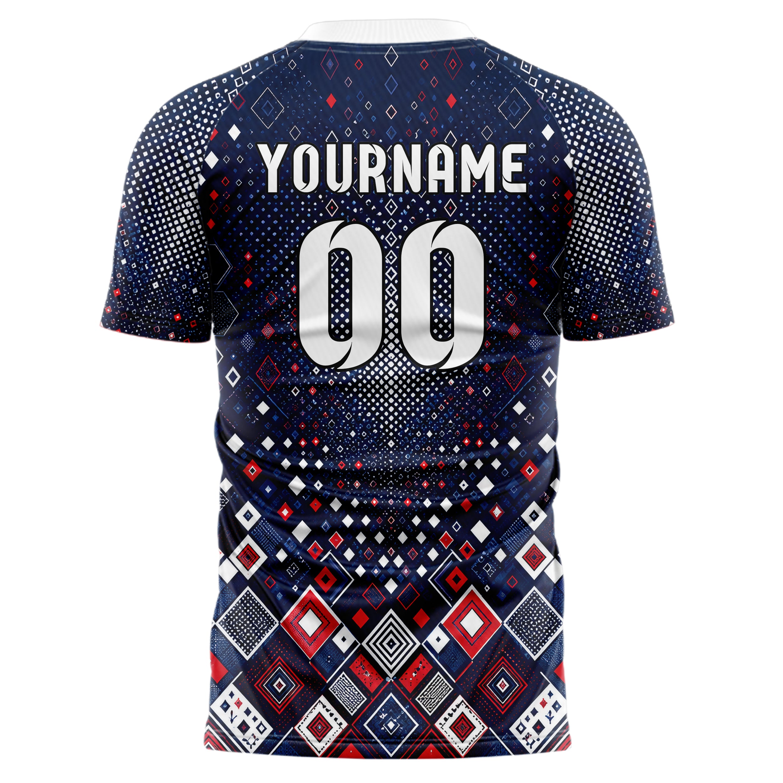 Marineblau klassisches Rauten radialer Center Fade Design 01-0185 individuelles Fußballtrikot back