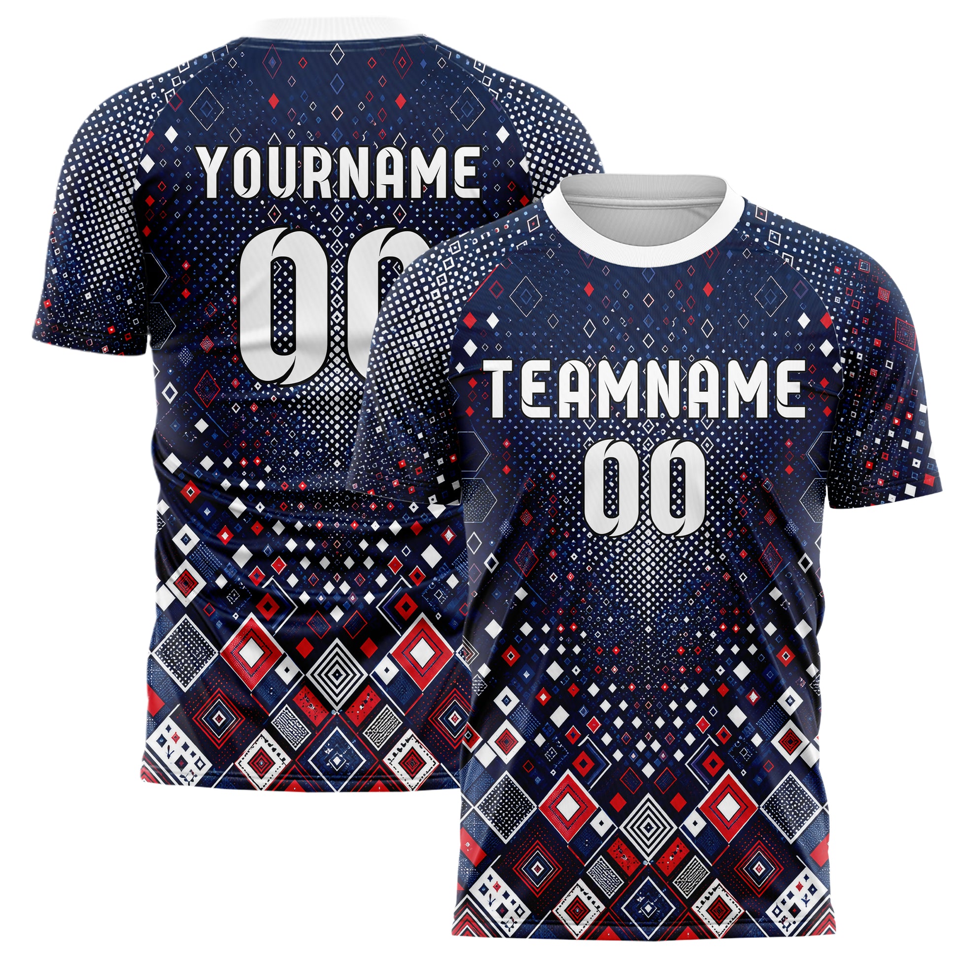 Marineblau klassisches Rauten radialer Center Fade Design 01-0185 individuelles Fußballtrikot main