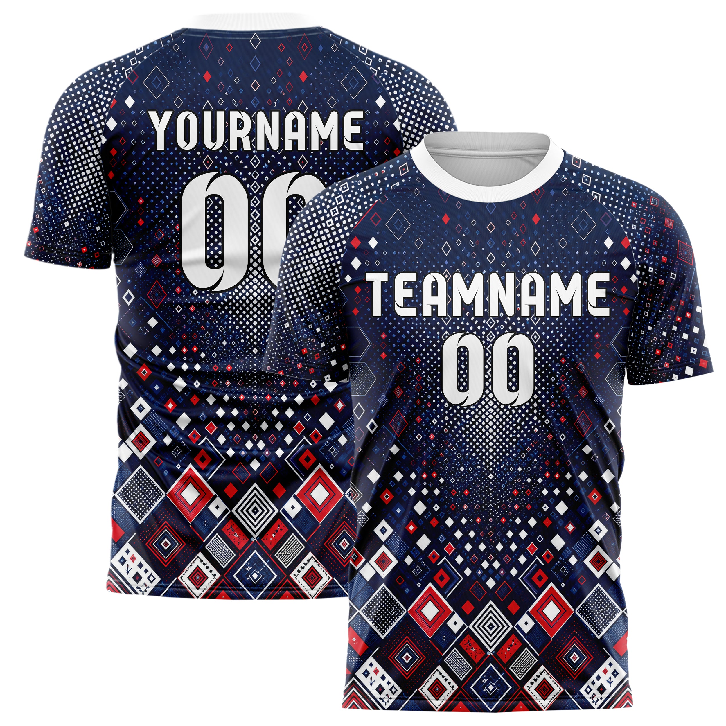 Marineblau klassisches Rauten radialer Center Fade Design 01-0185 individuelles Fußballtrikot main