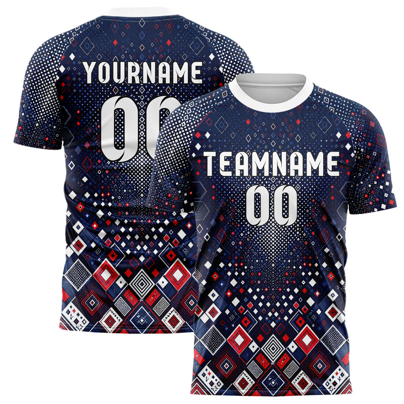 Marineblau klassisches Rauten radialer Center Fade Design 01-0185 individuelles Fußballtrikot main