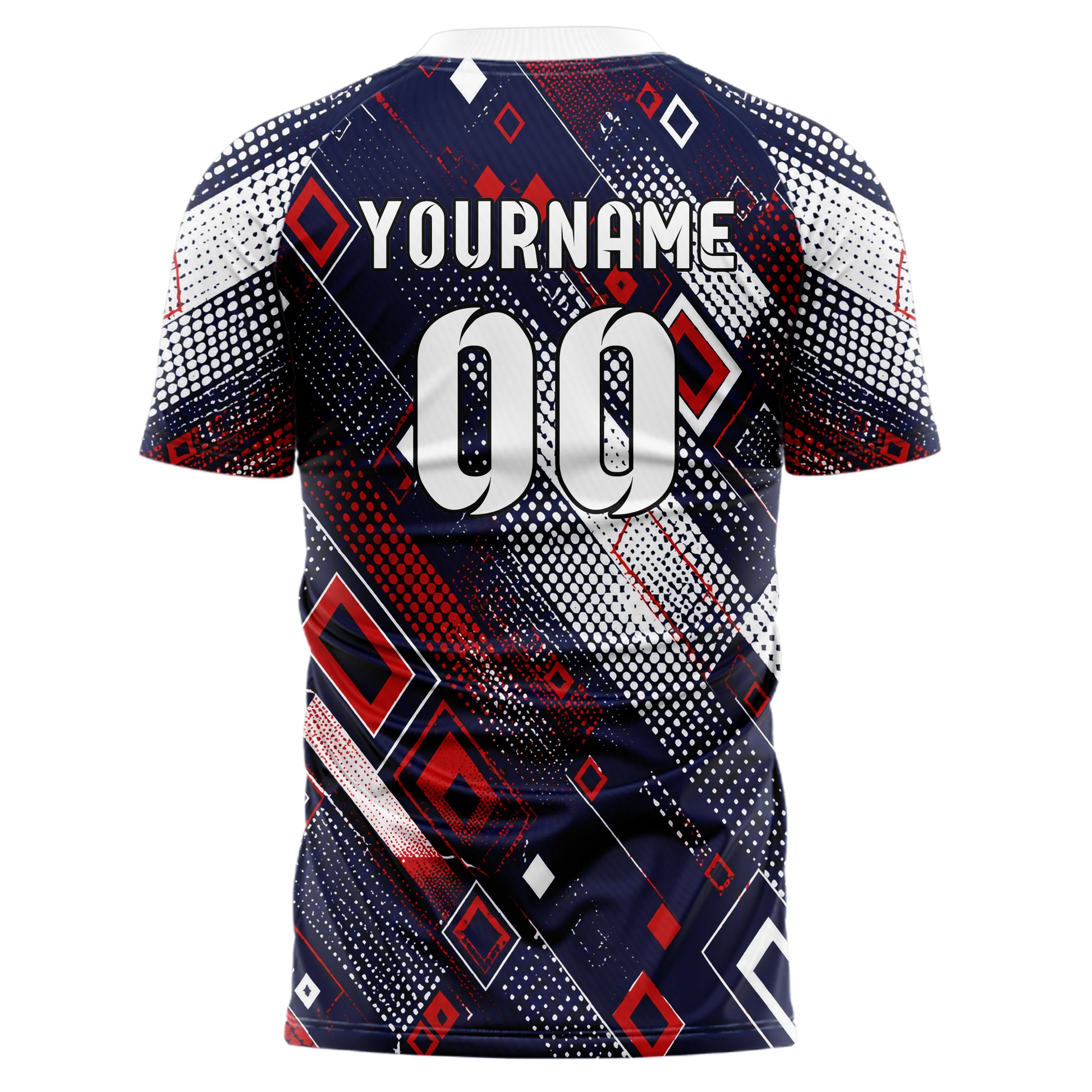 Marineblau klassisches Rauten radialer Center Fade Design 01-0209 individuelles Fußballtrikot back