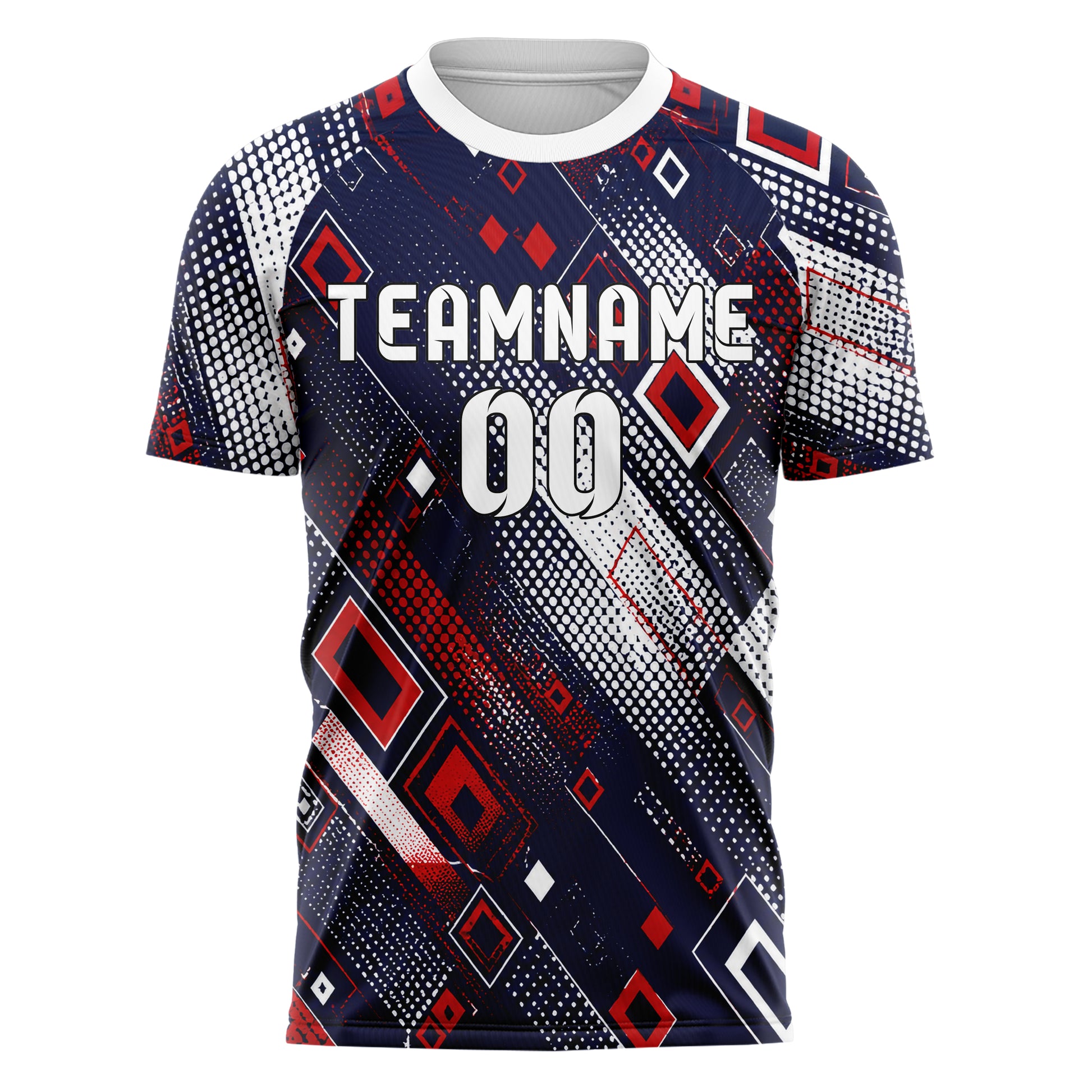 Marineblau klassisches Rauten radialer Center Fade Design 01-0209 individuelles Fußballtrikot front