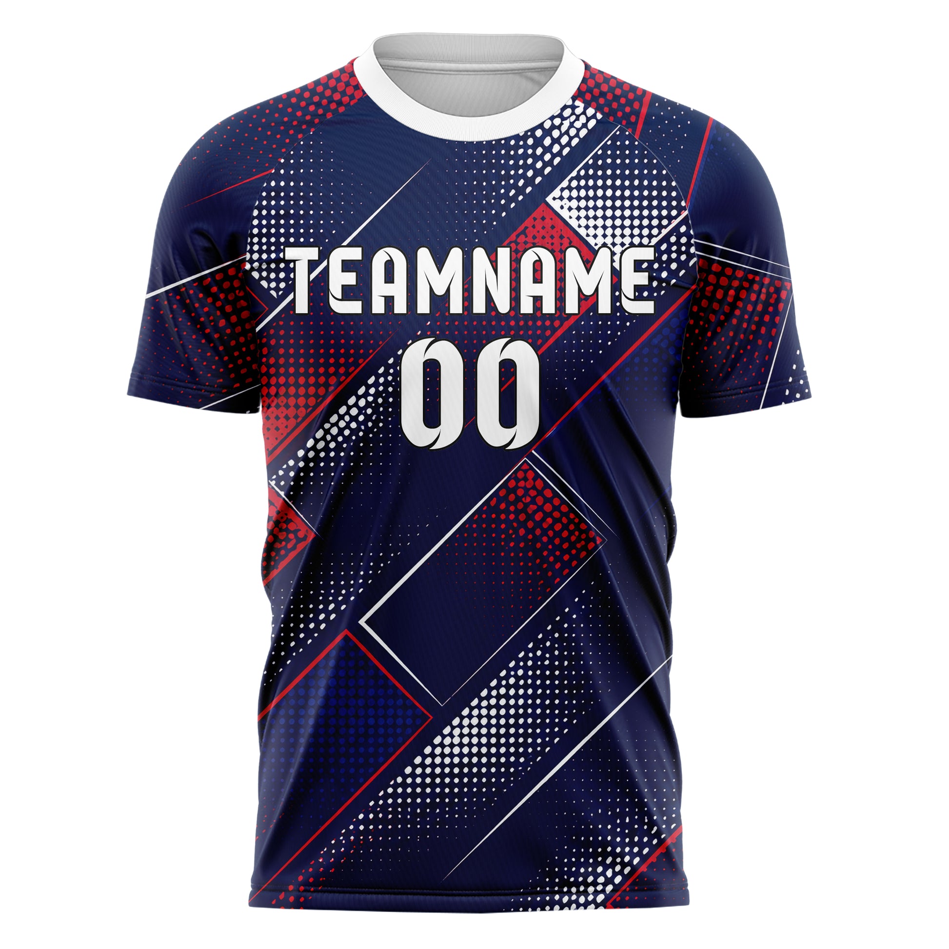 Marineblau klassisches Rauten diagonale Tessellation Design 01-0338 individuelles Fußballtrikot front