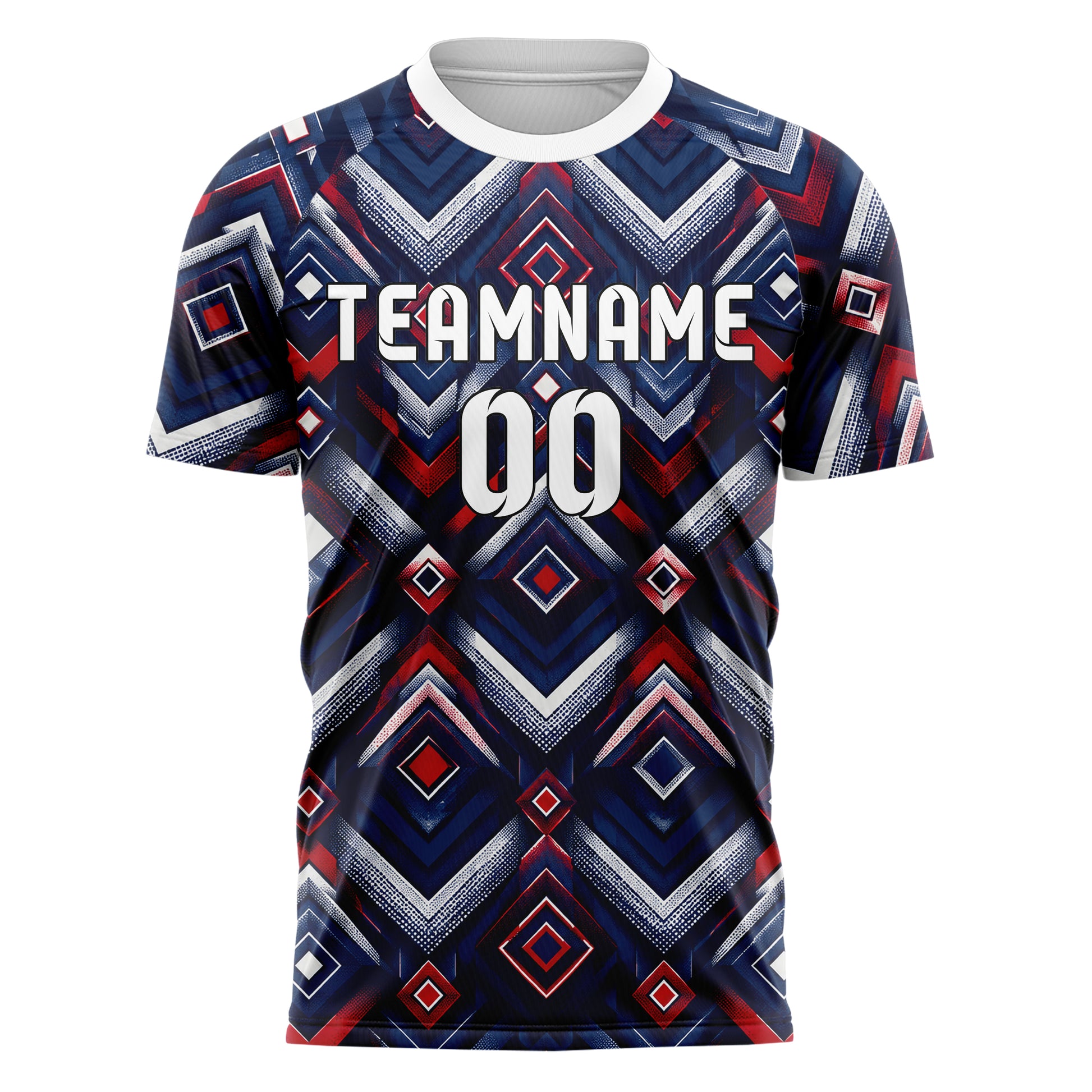 Marineblau klassisches Rauten Layered 3D Rhombus Design 01-0083 individuelles Fußballtrikot front