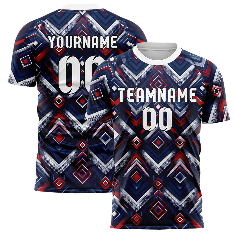 Marineblau klassisches Rauten Layered 3D Rhombus Design 01-0083 individuelles Fußballtrikot main