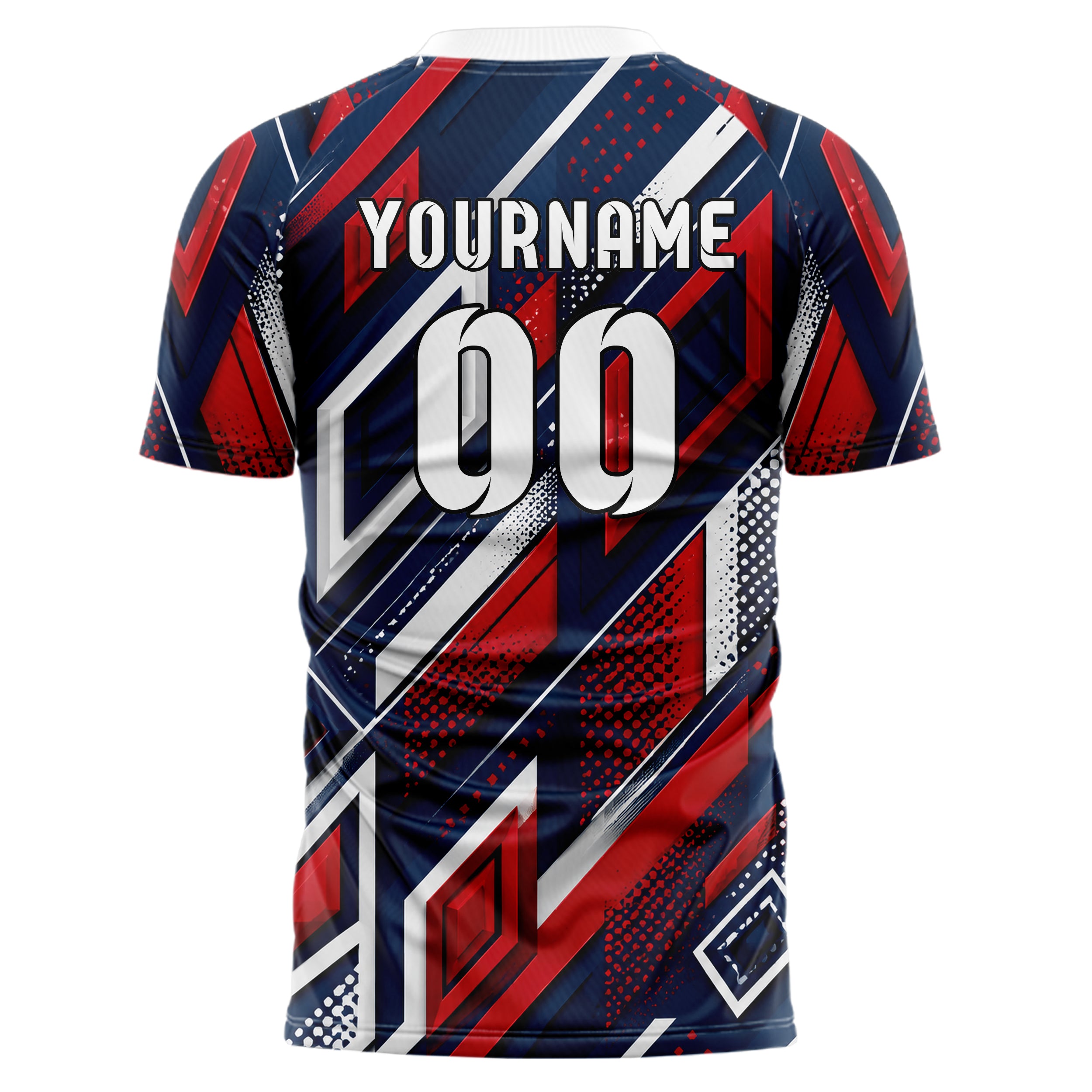 Marineblau klassisches Rauten Layered 3D Rhombus Design 01-0131 individuelles Fußballtrikot back