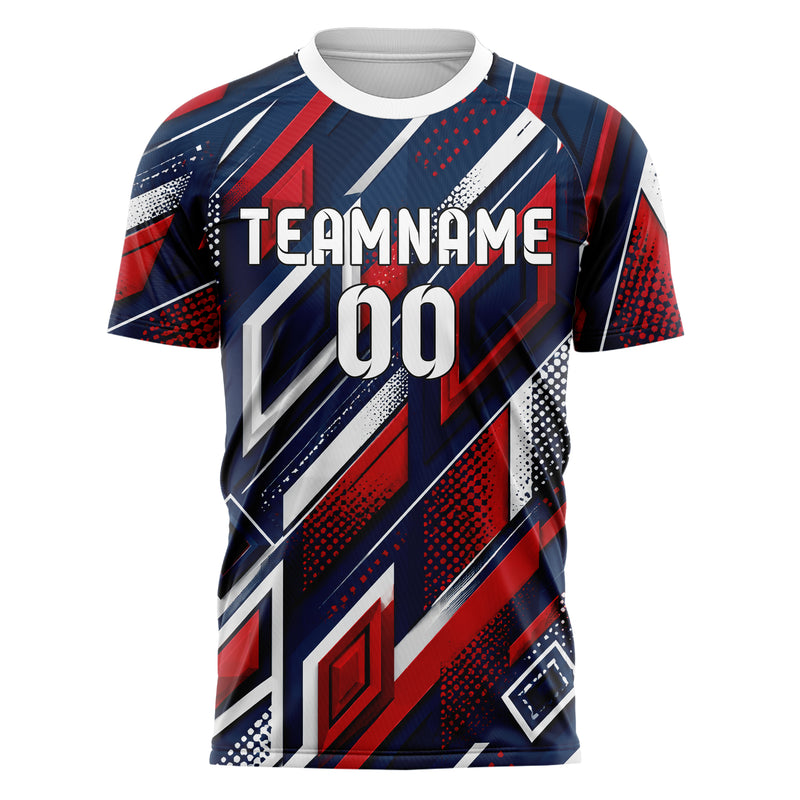Marineblau klassisches Rauten Layered 3D Rhombus Design 01-0131 individuelles Fußballtrikot front