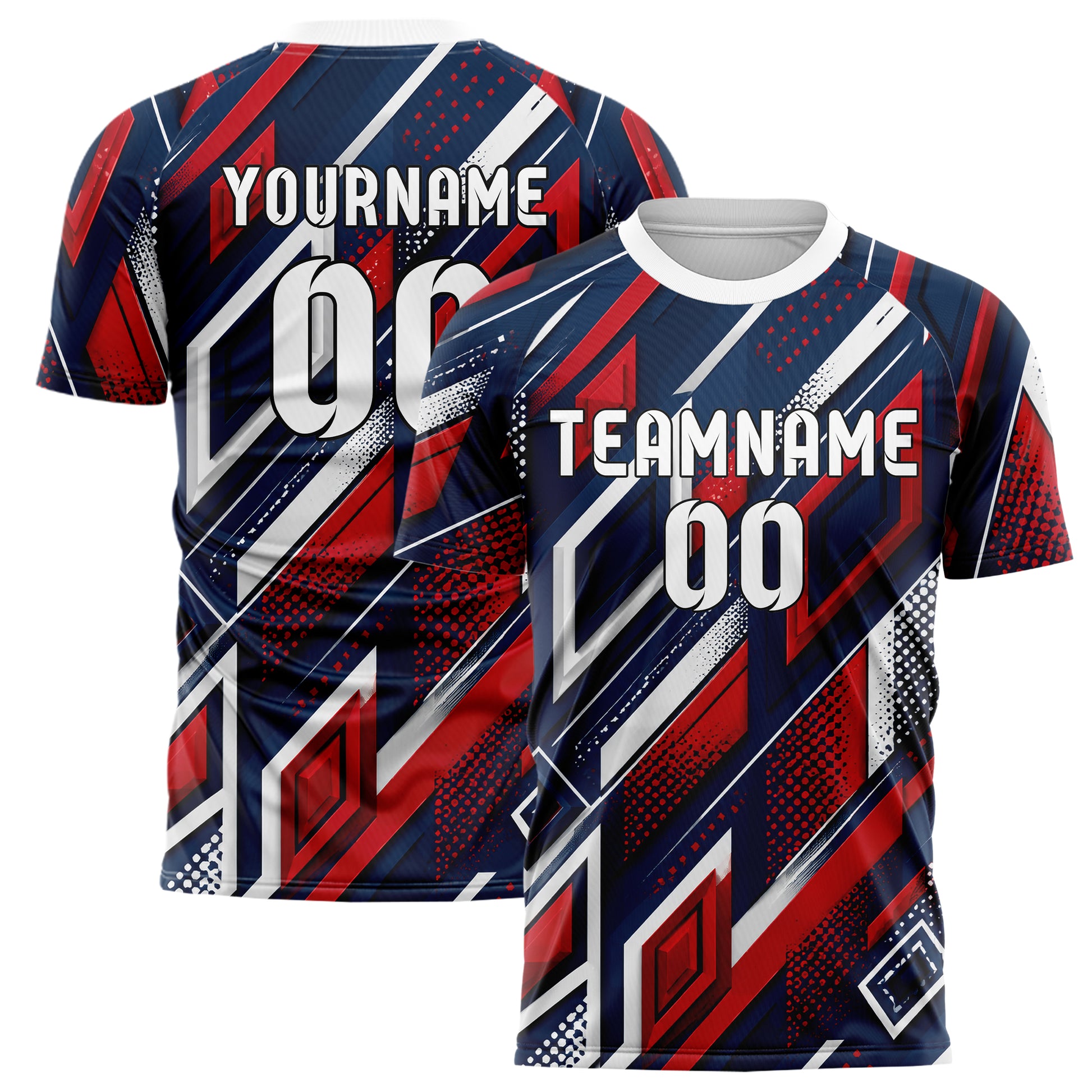 Marineblau klassisches Rauten Layered 3D Rhombus Design 01-0131 individuelles Fußballtrikot main