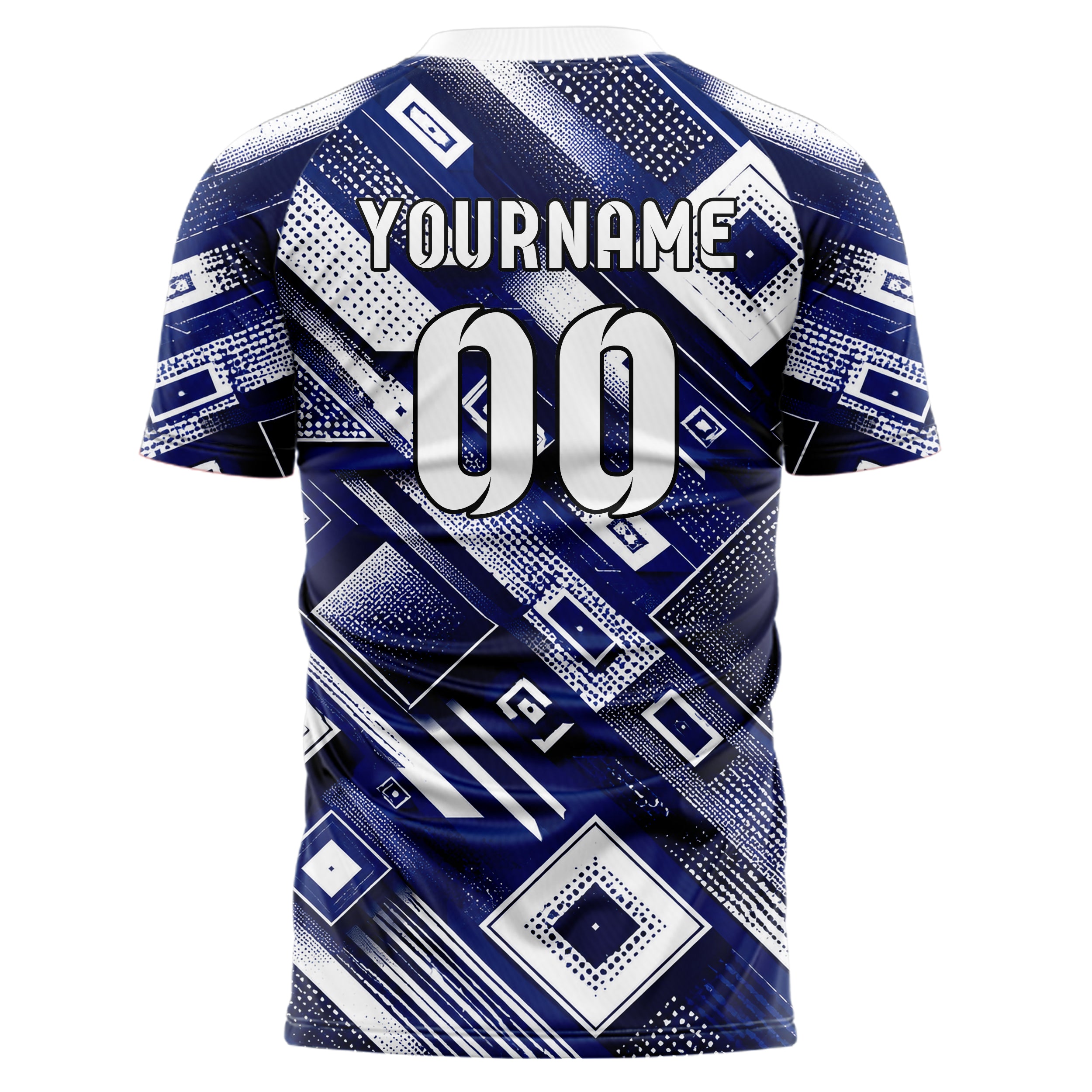 Marineblau klassisches Rauten Layered 3D Rhombus Design 01-0331 individuelles Fußballtrikot back