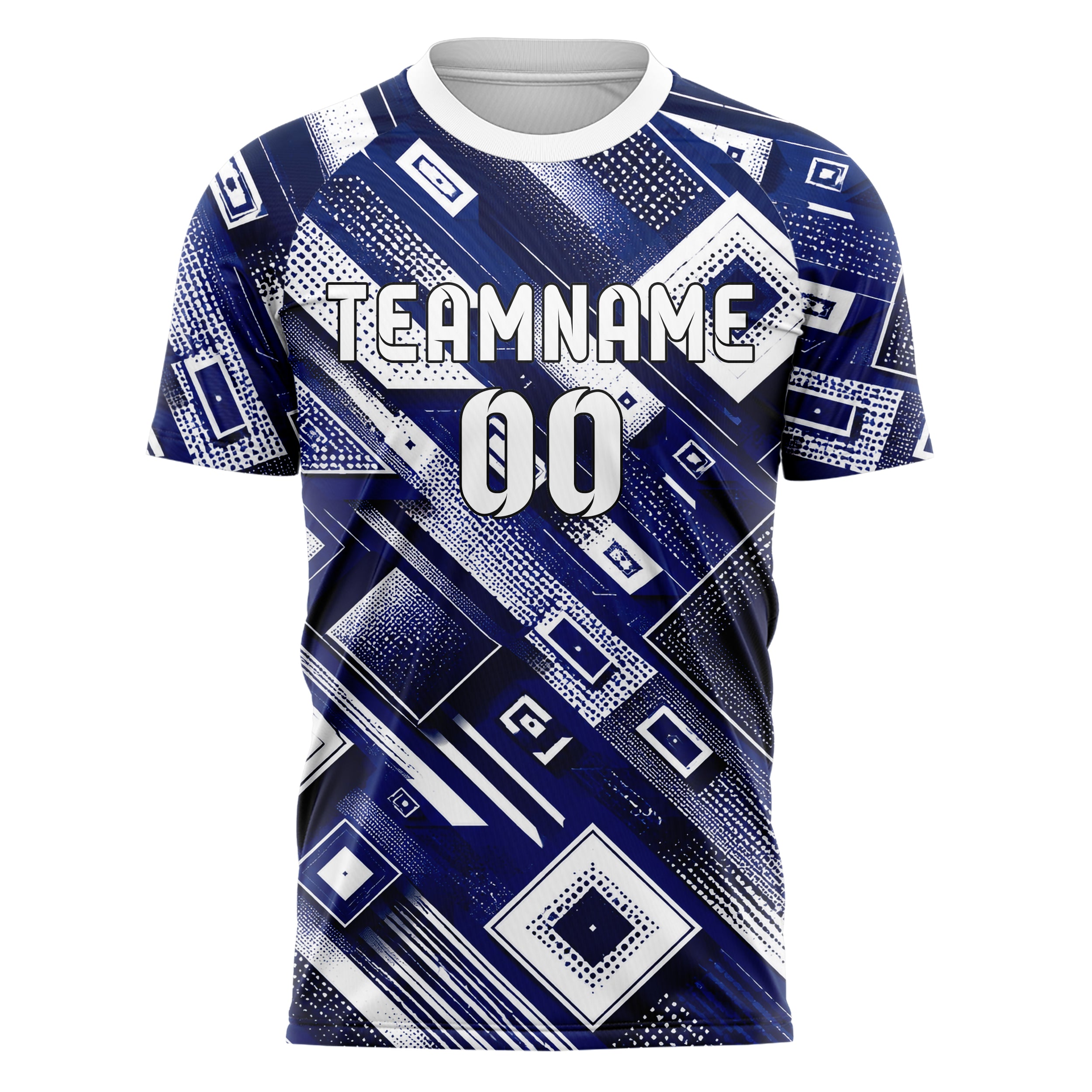 Marineblau klassisches Rauten Layered 3D Rhombus Design 01-0331 individuelles Fußballtrikot front