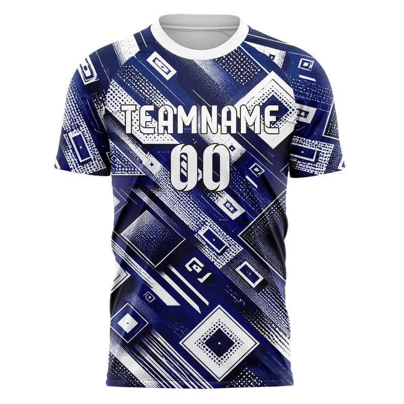 Marineblau klassisches Rauten Layered 3D Rhombus Design 01-0331 individuelles Fußballtrikot front