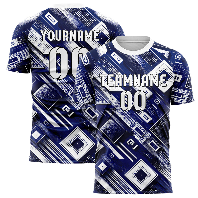 Marineblau klassisches Rauten Layered 3D Rhombus Design 01-0331 individuelles Fußballtrikot main