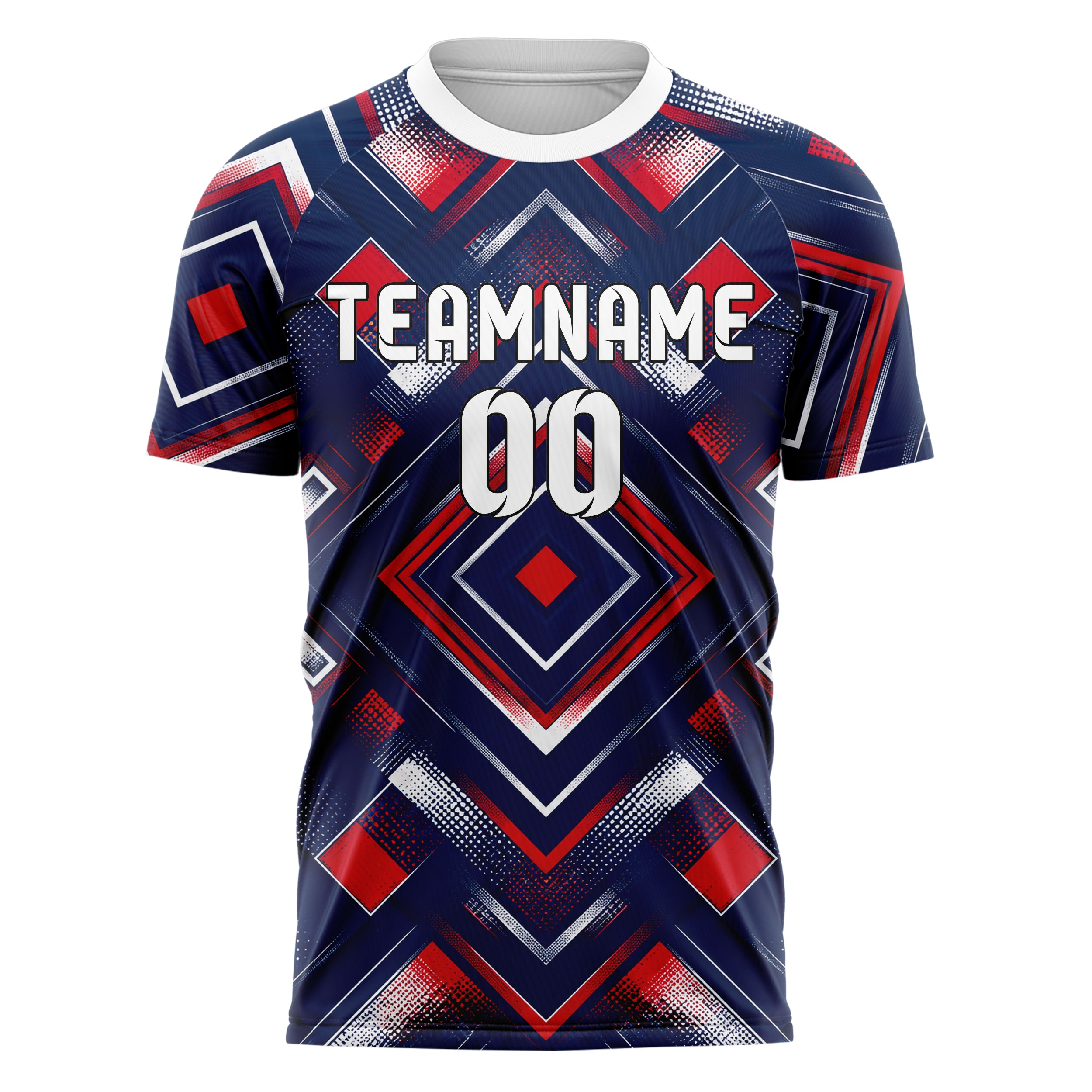 Marineblau klassisches Rauten Layered 3D Rhombus Design 01-0395 individuelles Fußballtrikot front