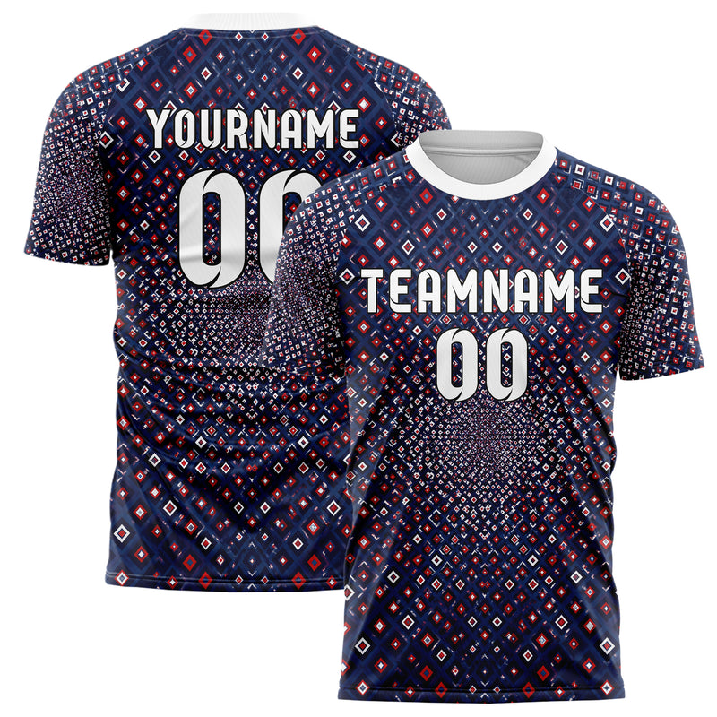 Marineblau klassisches Rauten Micro to Macro Gradient Design 01-0020 individuelles Fußballtrikot main