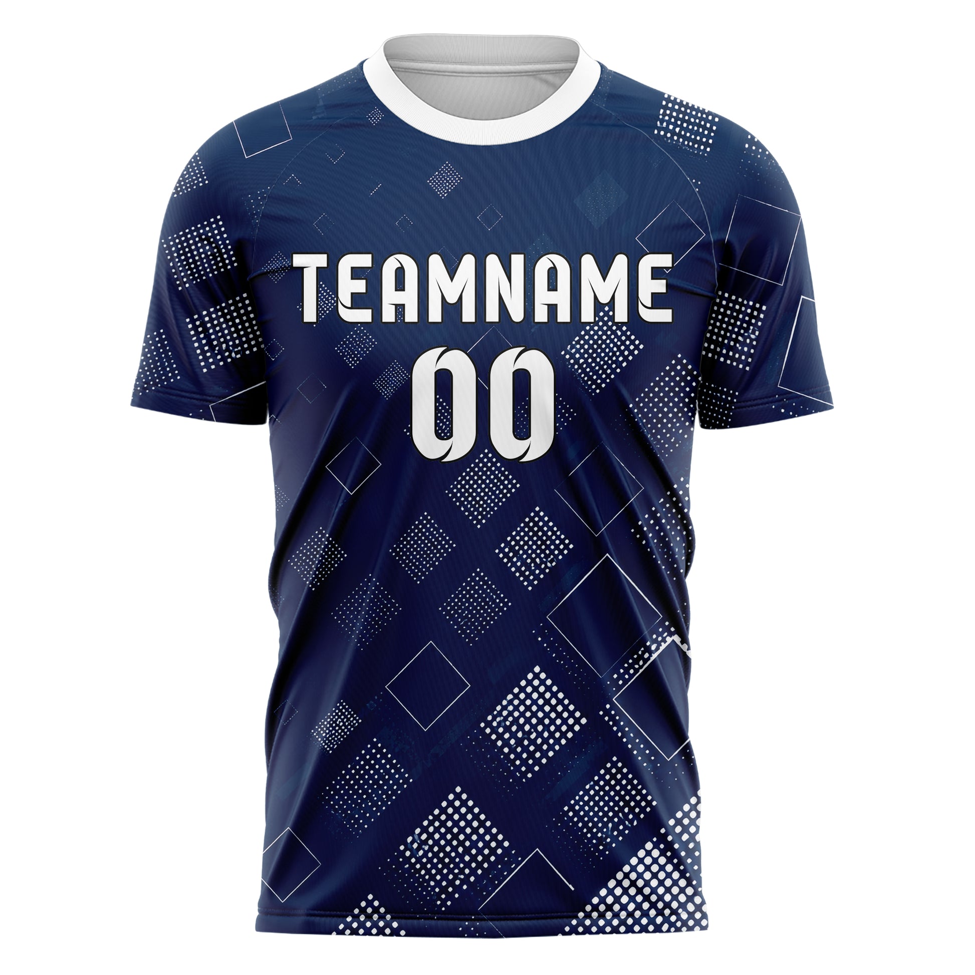 Marineblau klassisches Rauten Micro to Macro Gradient Design 01-0340 individuelles Fußballtrikot front