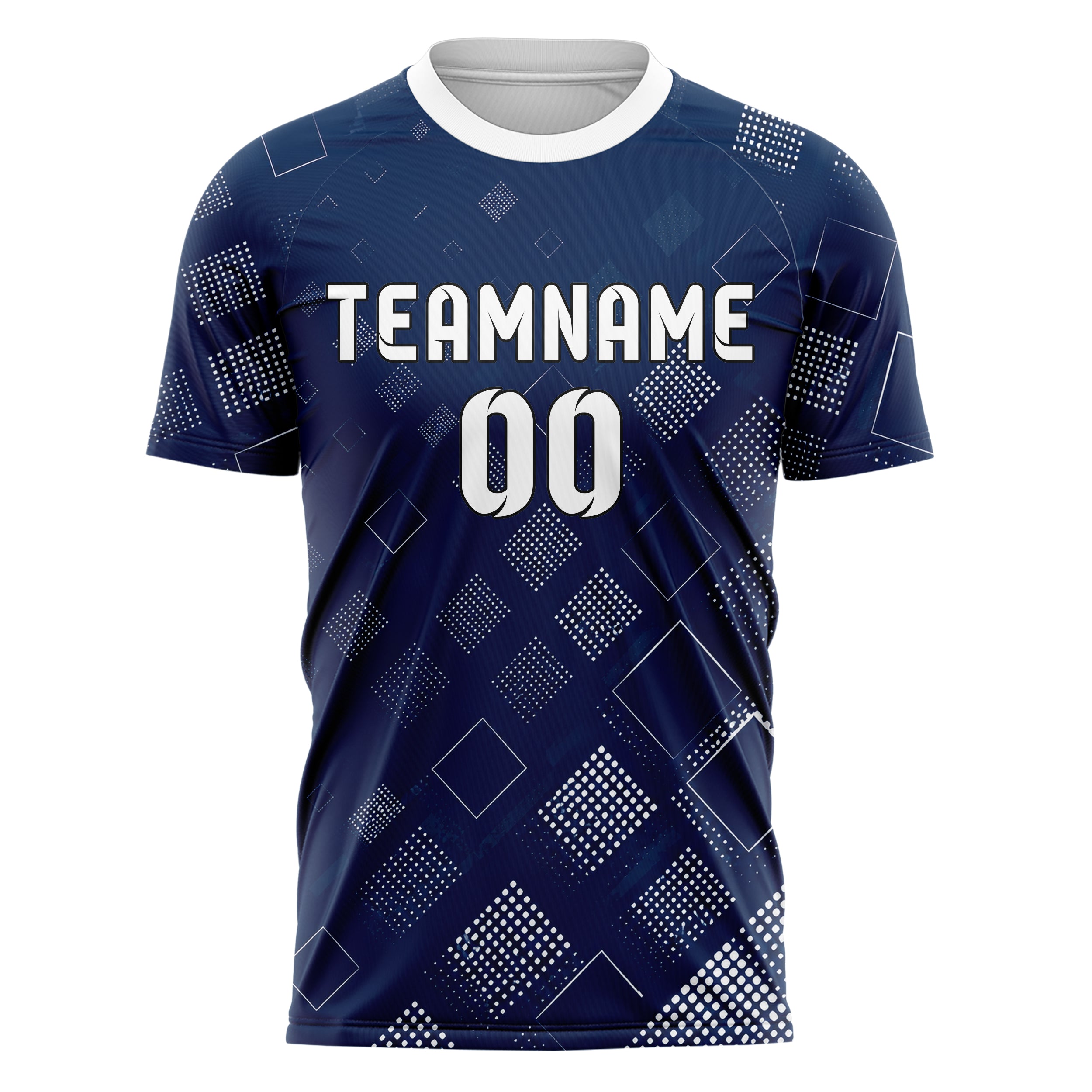 Marineblau klassisches Rauten Micro to Macro Gradient Design 01-0340 individuelles Fußballtrikot front