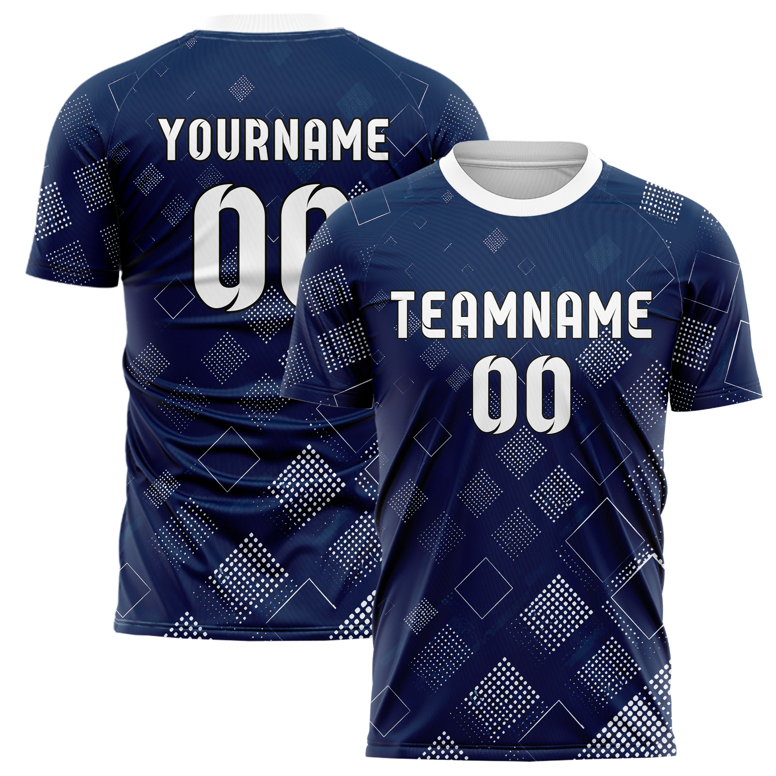 Marineblau klassisches Rauten Micro to Macro Gradient Design 01-0340 individuelles Fußballtrikot main