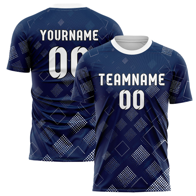 Marineblau klassisches Rauten Micro to Macro Gradient Design 01-0340 individuelles Fußballtrikot main