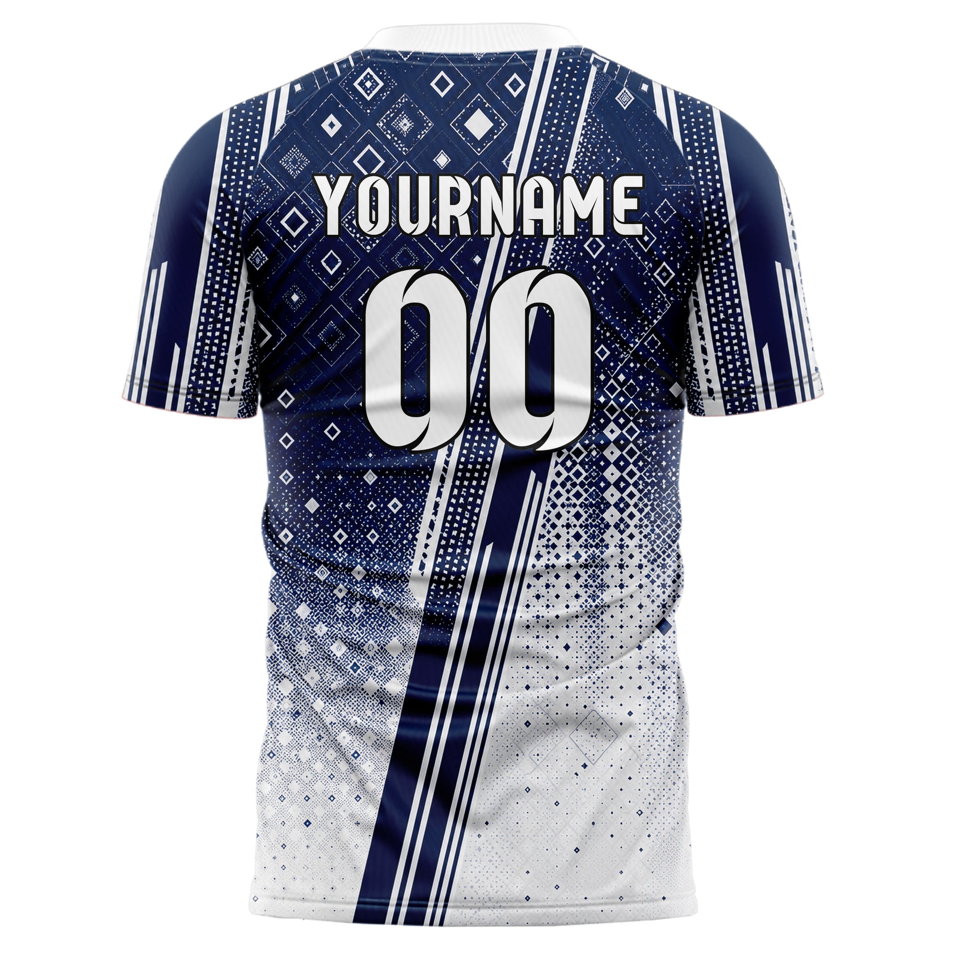 Marineblau klassisches Rauten dichter Verlauf von oben Design 01-0160 individuelles Fußballtrikot back