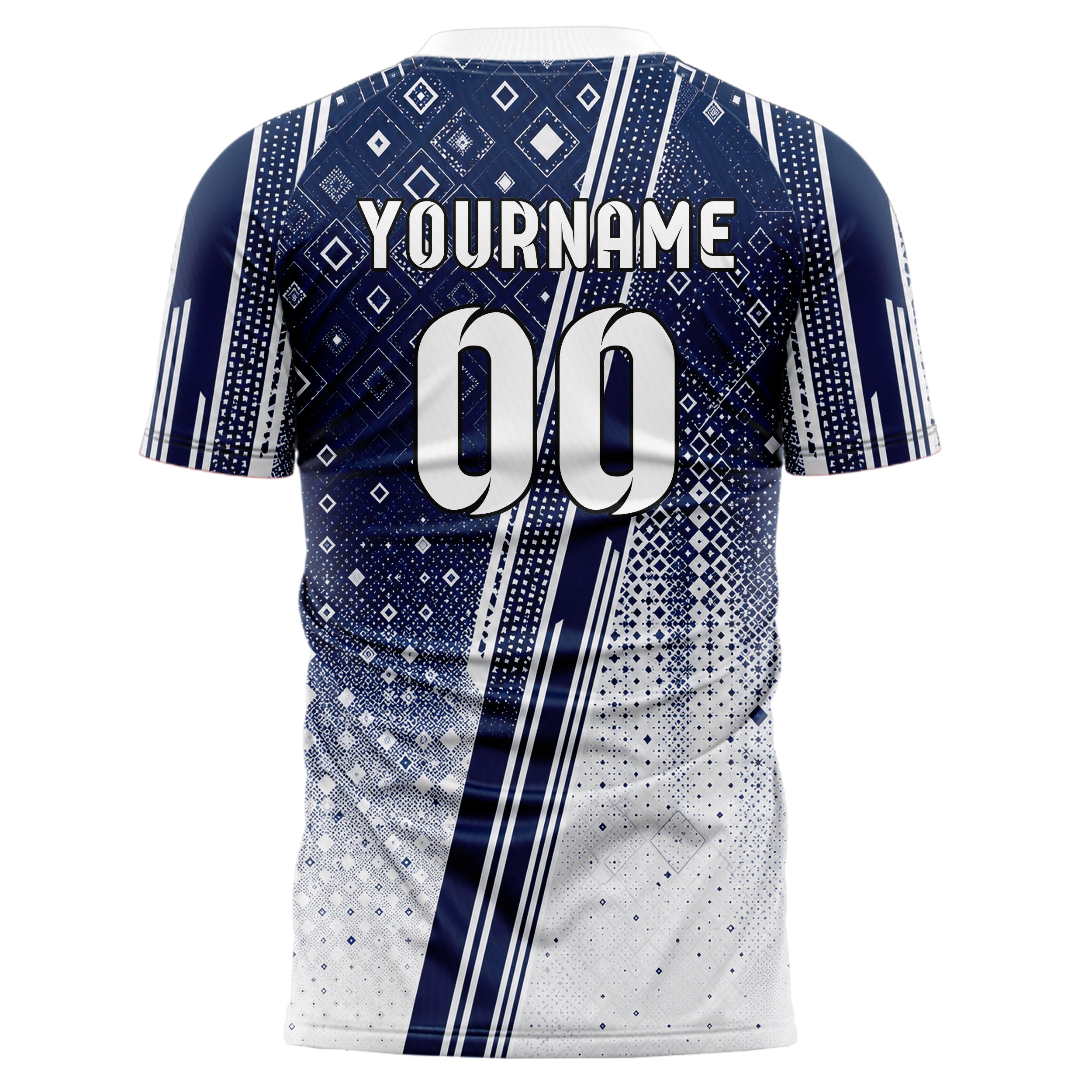 Marineblau klassisches Rauten dichter Verlauf von oben Design 01-0160 individuelles Fußballtrikot back