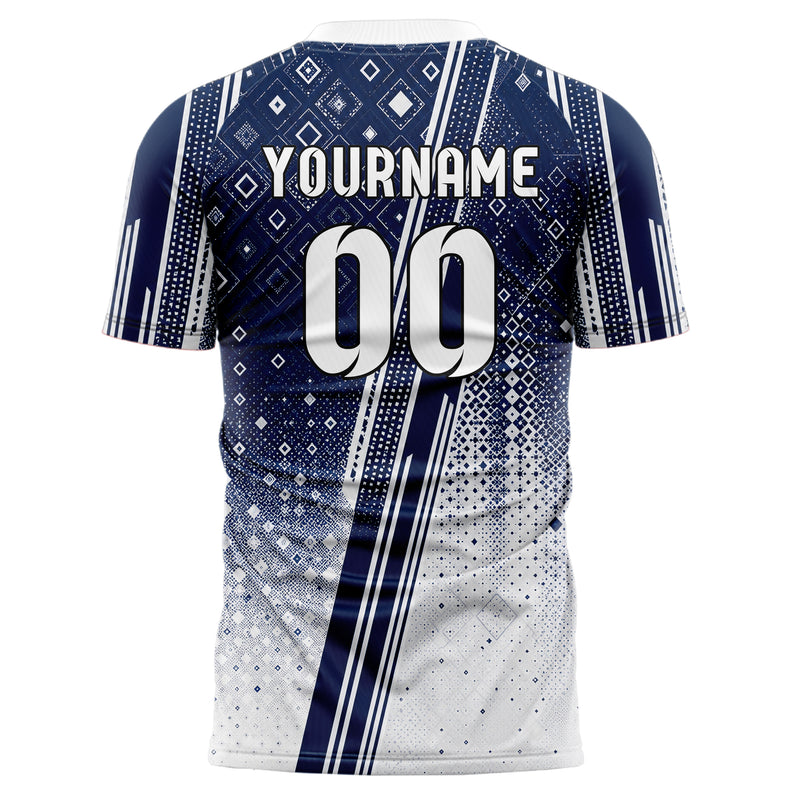 Marineblau klassisches Rauten dichter Verlauf von oben Design 01-0160 individuelles Fußballtrikot back