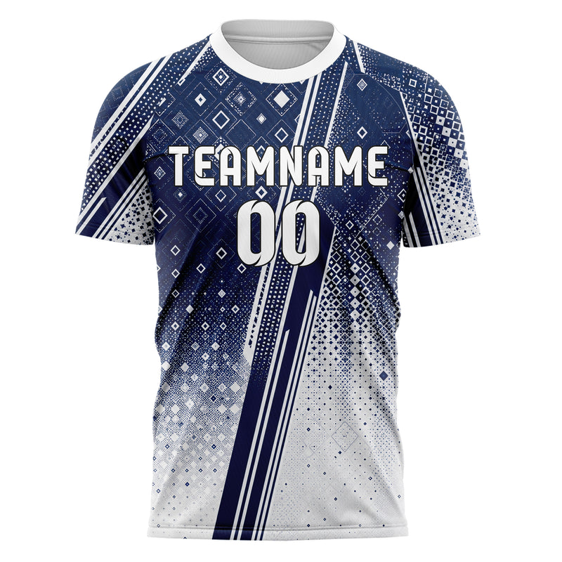 Marineblau klassisches Rauten dichter Verlauf von oben Design 01-0160 individuelles Fußballtrikot front