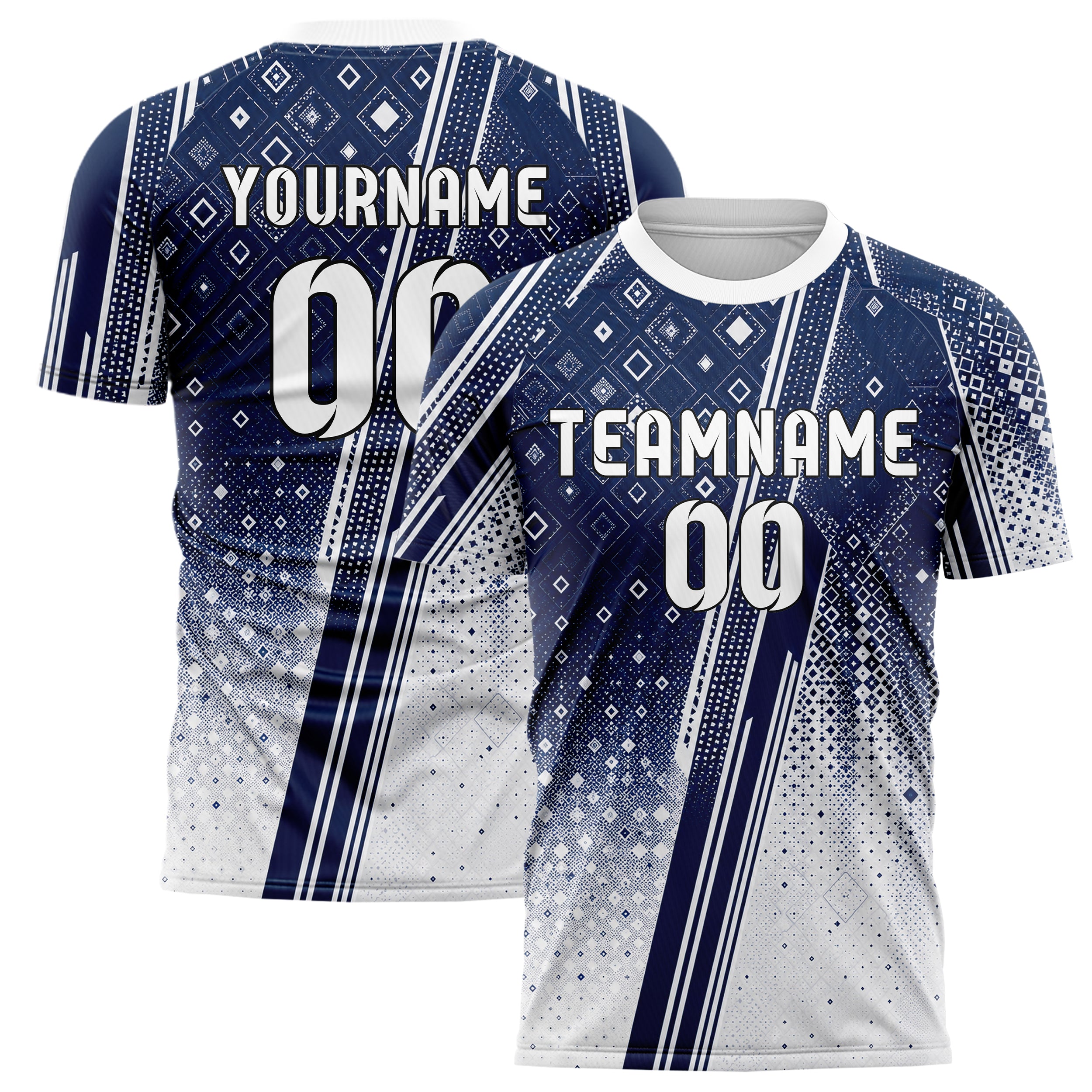 Marineblau klassisches Rauten dichter Verlauf von oben Design 01-0160 individuelles Fußballtrikot main
