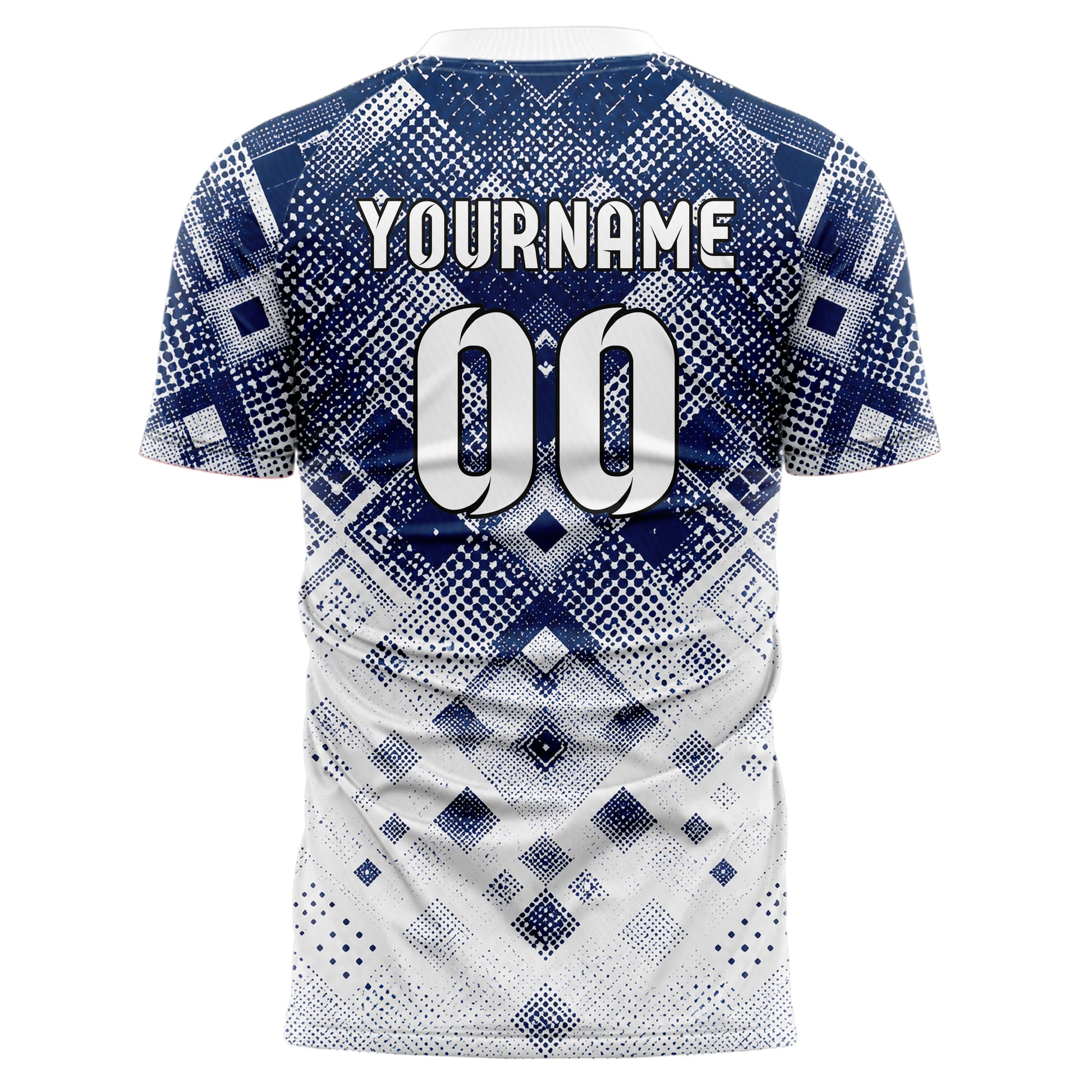 Marineblau klassisches Rauten dichter Verlauf von oben Design 01-0184 individuelles Fußballtrikot back