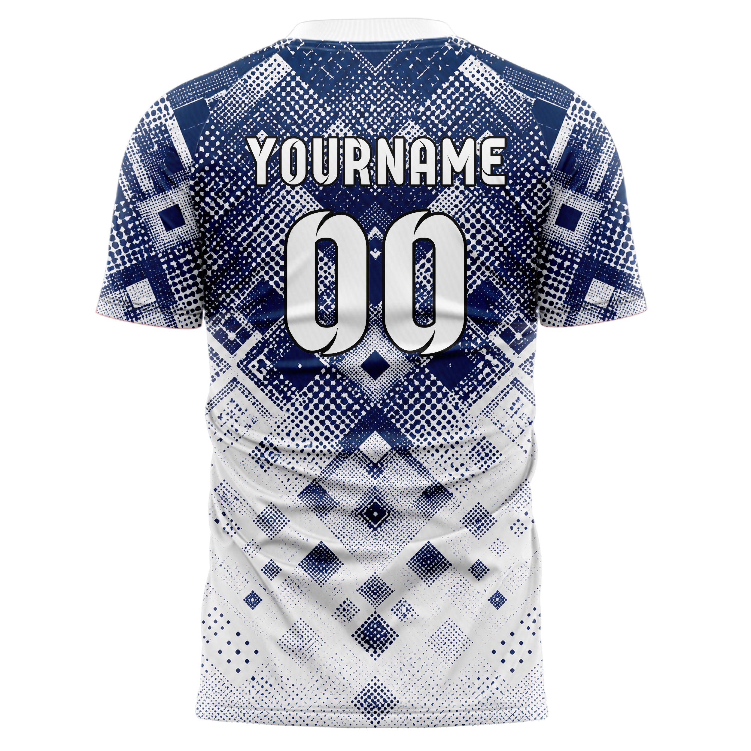 Marineblau klassisches Rauten dichter Verlauf von oben Design 01-0184 individuelles Fußballtrikot back