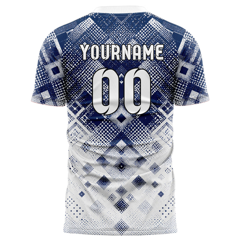 Marineblau klassisches Rauten dichter Verlauf von oben Design 01-0184 individuelles Fußballtrikot back