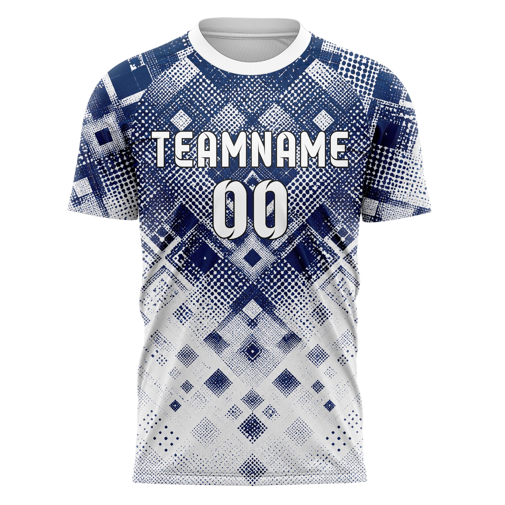 Marineblau klassisches Rauten dichter Verlauf von oben Design 01-0184 individuelles Fußballtrikot front