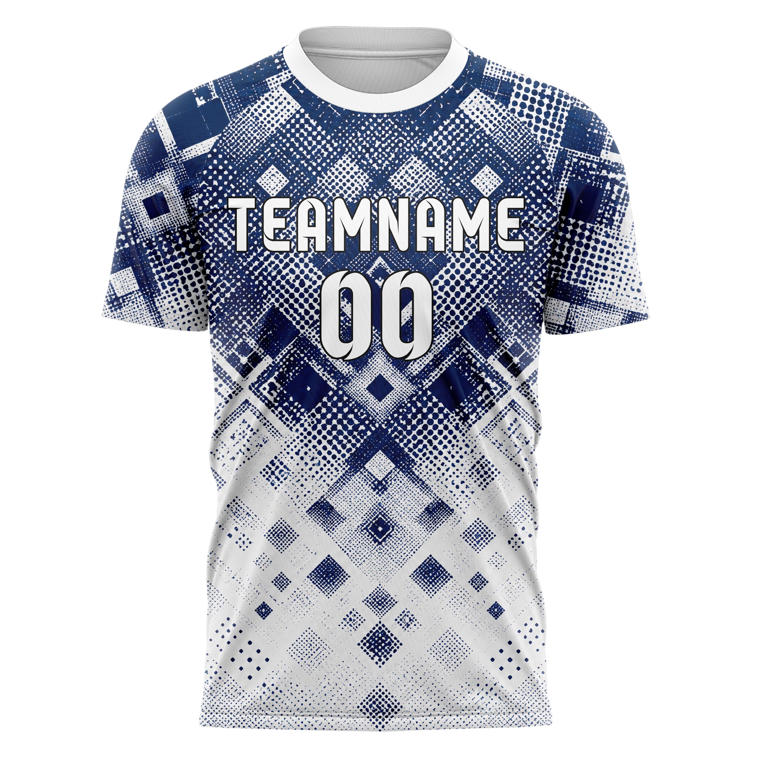 Marineblau klassisches Rauten dichter Verlauf von oben Design 01-0184 individuelles Fußballtrikot front