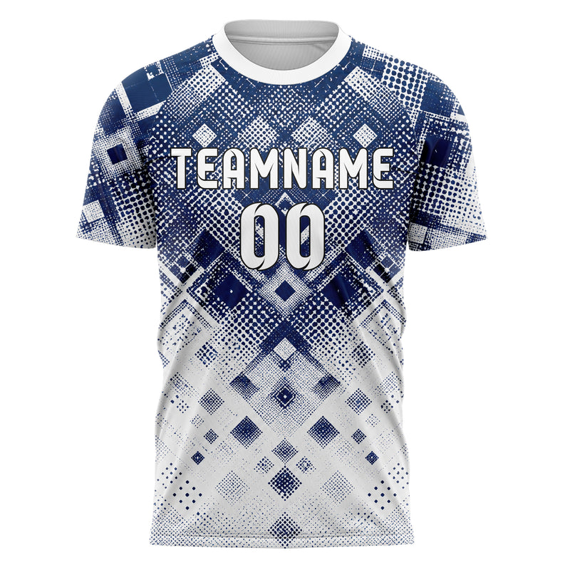 Marineblau klassisches Rauten dichter Verlauf von oben Design 01-0184 individuelles Fußballtrikot front