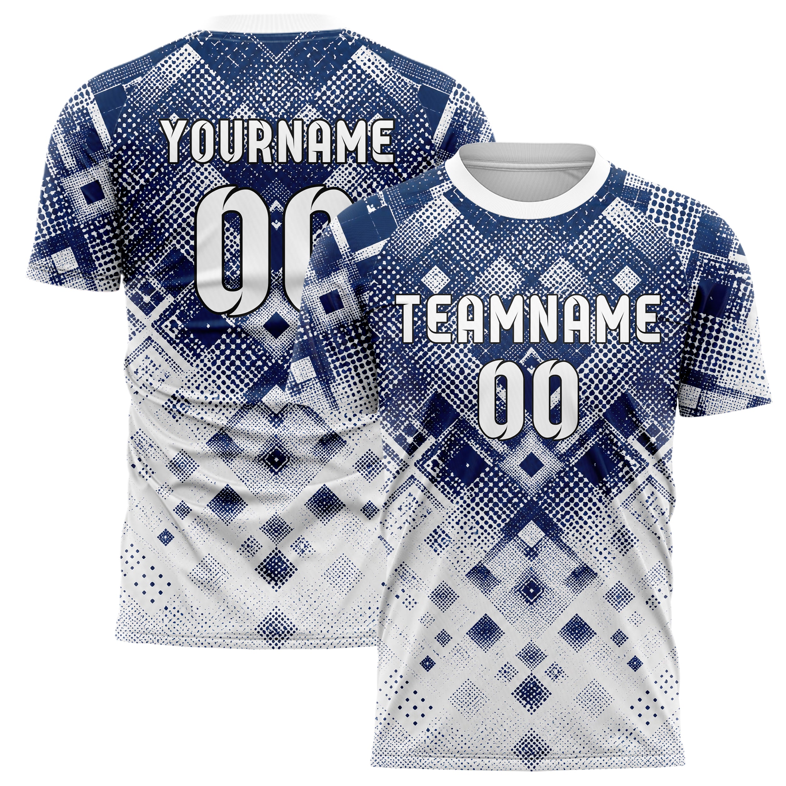 Marineblau klassisches Rauten dichter Verlauf von oben Design 01-0184 individuelles Fußballtrikot main