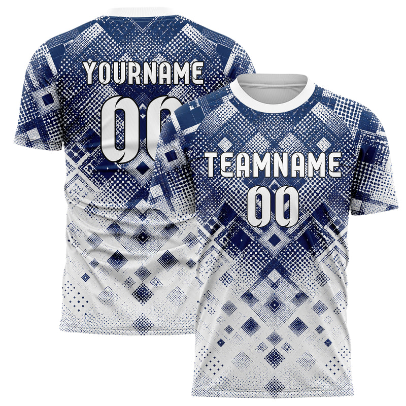Marineblau klassisches Rauten dichter Verlauf von oben Design 01-0184 individuelles Fußballtrikot main