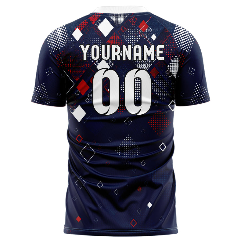 Marineblau klassisches Rauten dichter Verlauf von oben Design 01-0320 individuelles Fußballtrikot back