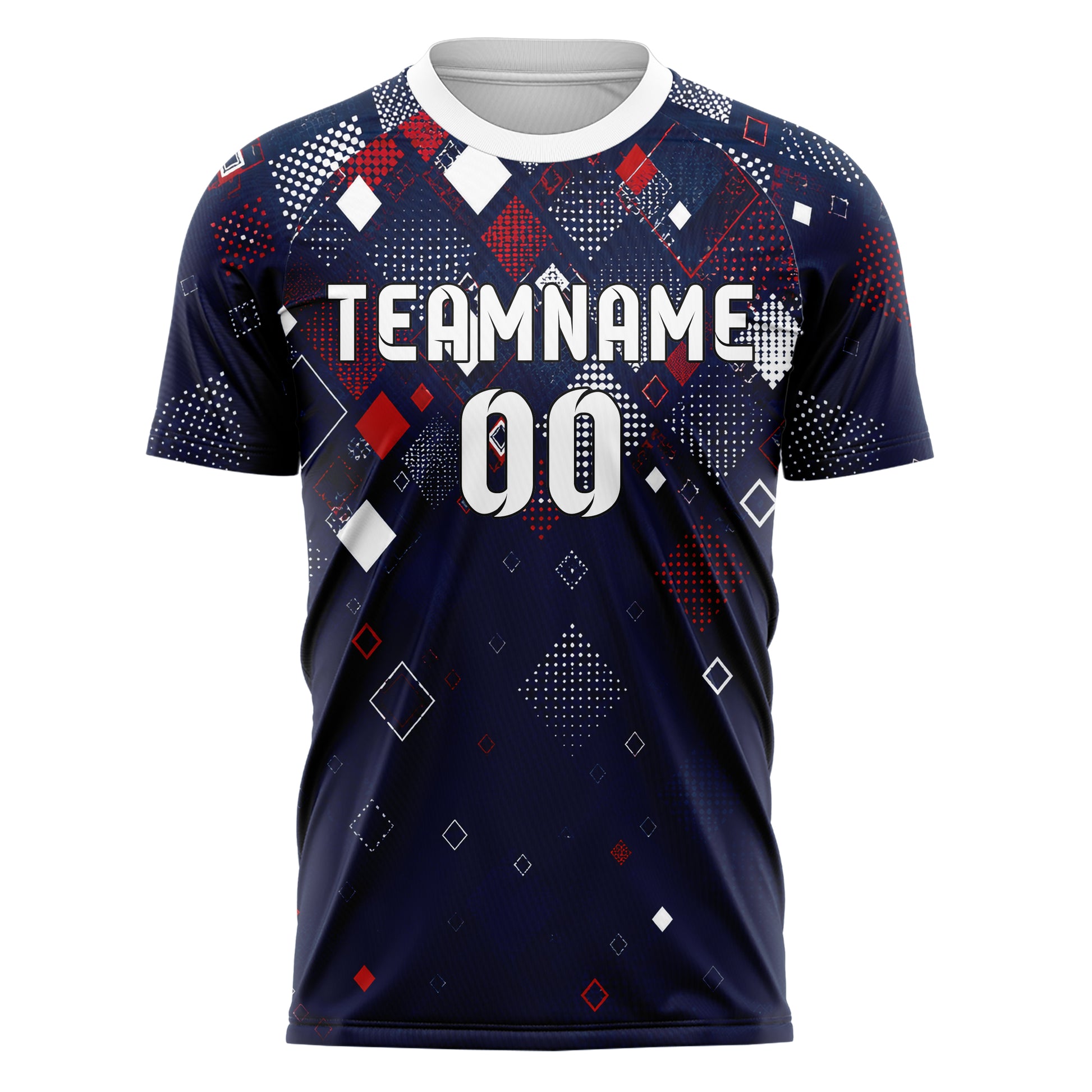 Marineblau klassisches Rauten dichter Verlauf von oben Design 01-0320 individuelles Fußballtrikot front