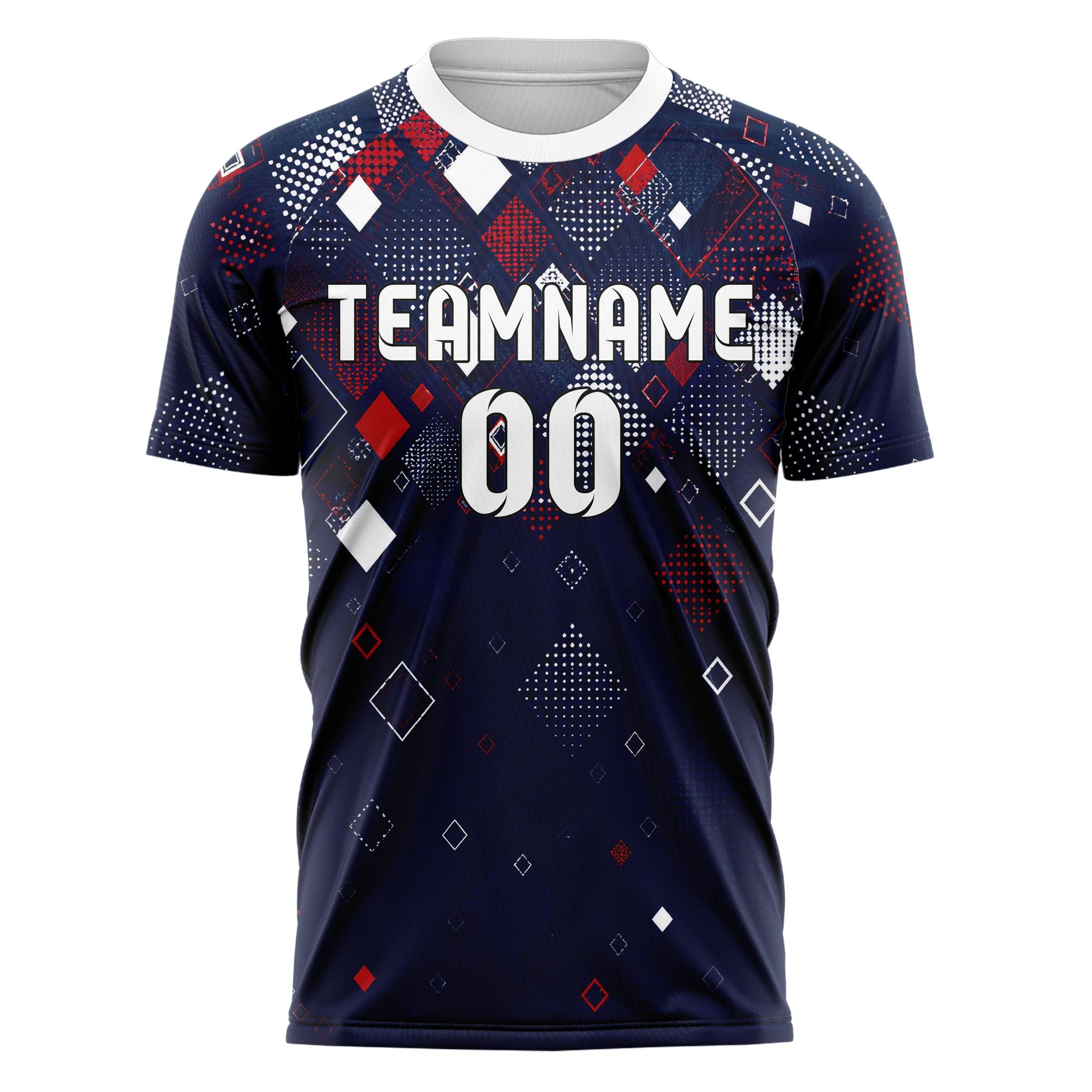 Marineblau klassisches Rauten dichter Verlauf von oben Design 01-0320 individuelles Fußballtrikot front