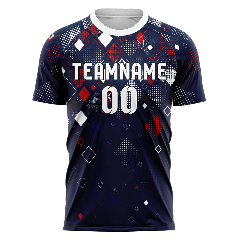 Marineblau klassisches Rauten dichter Verlauf von oben Design 01-0320 individuelles Fußballtrikot front