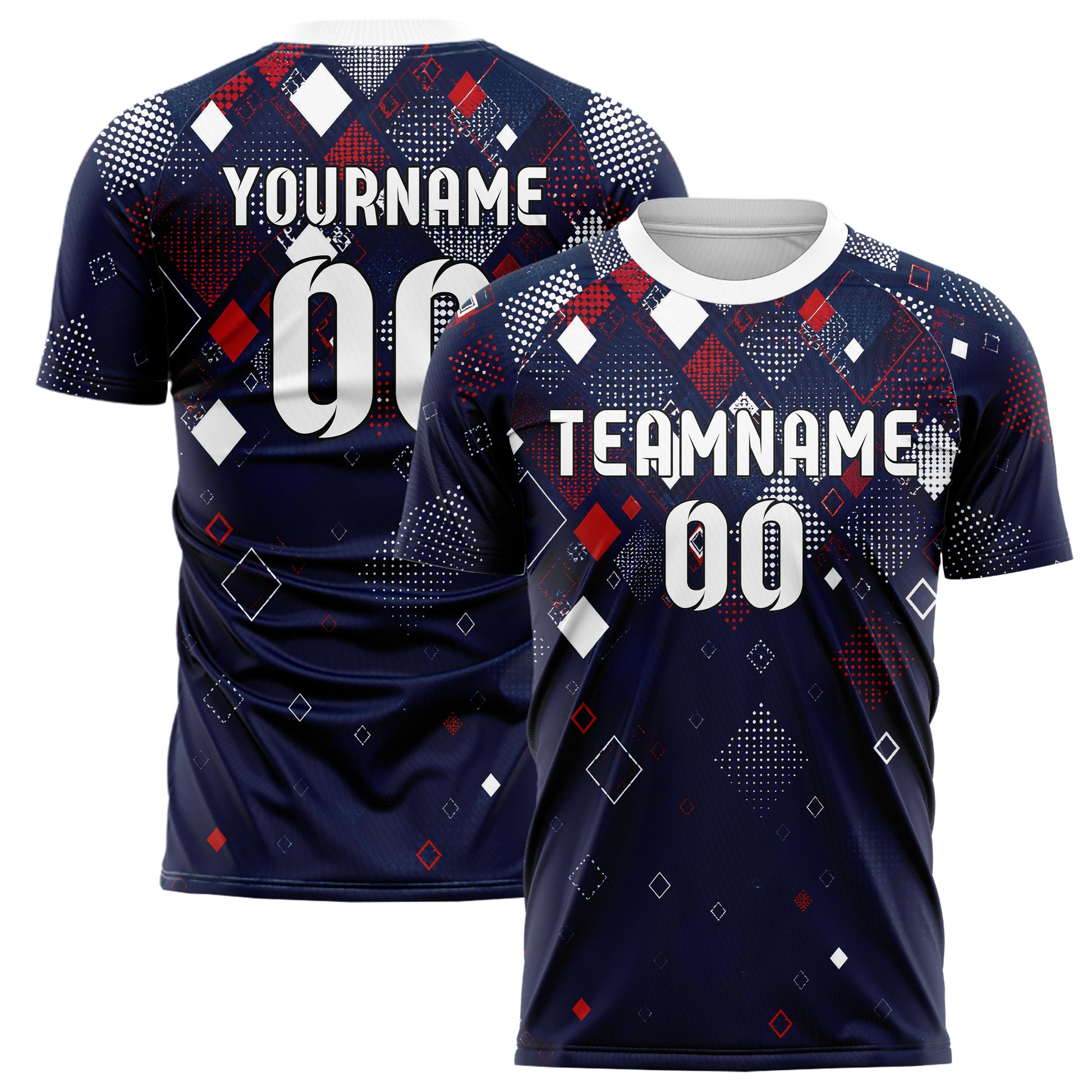 Marineblau klassisches Rauten dichter Verlauf von oben Design 01-0320 individuelles Fußballtrikot main