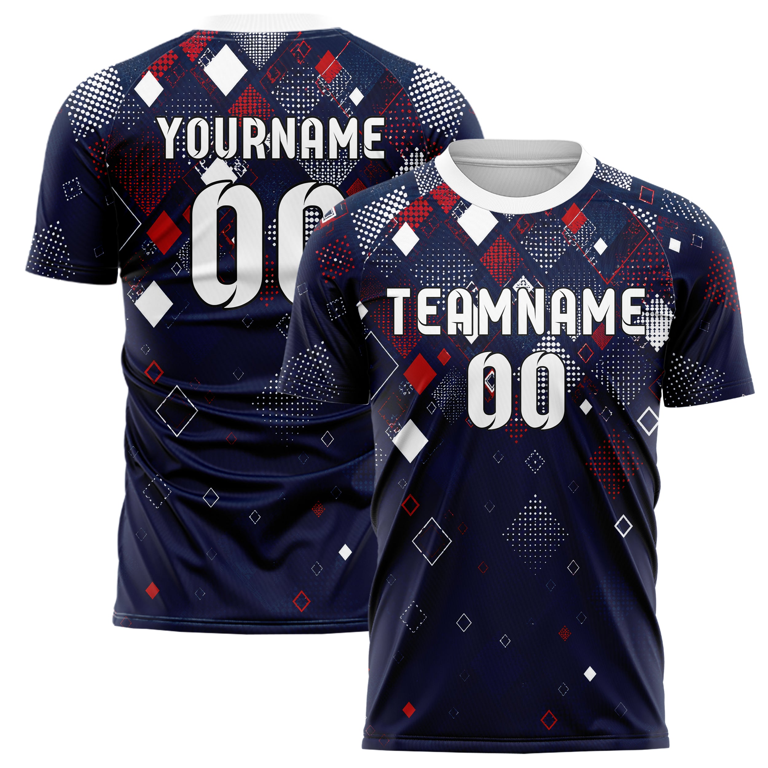 Marineblau klassisches Rauten dichter Verlauf von oben Design 01-0320 individuelles Fußballtrikot main