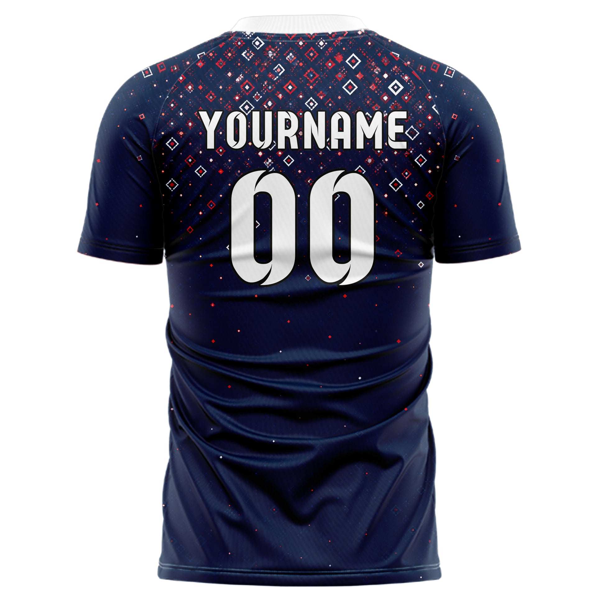 Marineblau klassisches Rauten dichter Verlauf von oben Design 01-0440 individuelles Fußballtrikot back